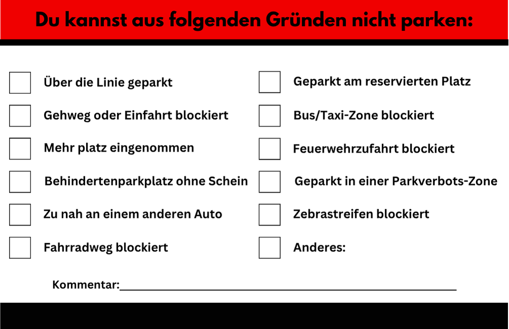 Bitte zuerst parken lernen, dann Auto fahren! ParkCards